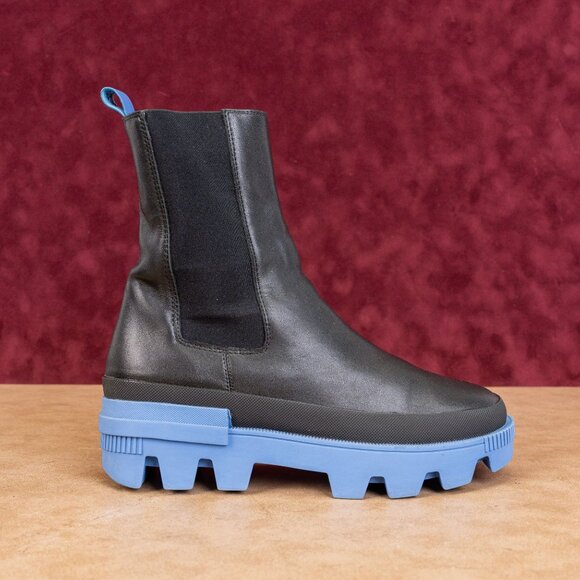 Bibi Lou Women Black Blue Leather Stompy Festival Platform Party Boots 8US EUR38 - Picture 4 of 8